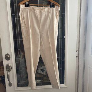 J. JILL Pants Womens Off White Linen Stretch Pull On Pockets Cropped Pants XL